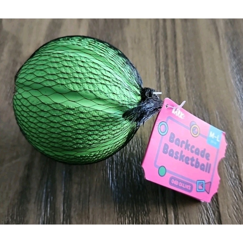 New BarkBox Super Chewer "Barkcade Basketball"  Fetch Ball Med Large 20 Pounds +